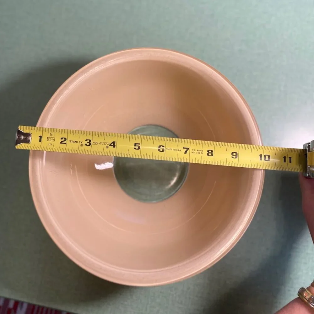 Ten Inch Glass Pyrex Peach Big Mixing Bowl